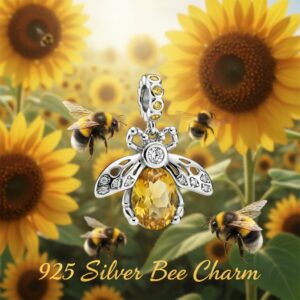 Wholesale 925 Sterling Silver AAA CZ Bee Dangle Charms for Bracelet for Women Girls