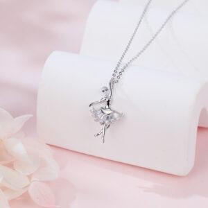 925 Sterling Silver Elegant Ballerina Moissanite Pendant Necklace – Graceful Dance Of Sparkling Gems